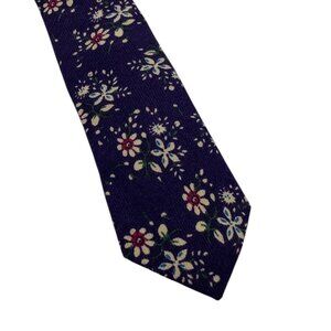 Skinny Tie Madness Mens Floral Blue Cotton Multicolor Skinny Neck Tie‎ Flowers